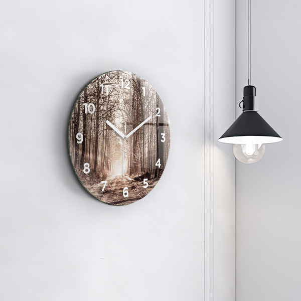 Orologio rotondo Sentiero forestale in seppia