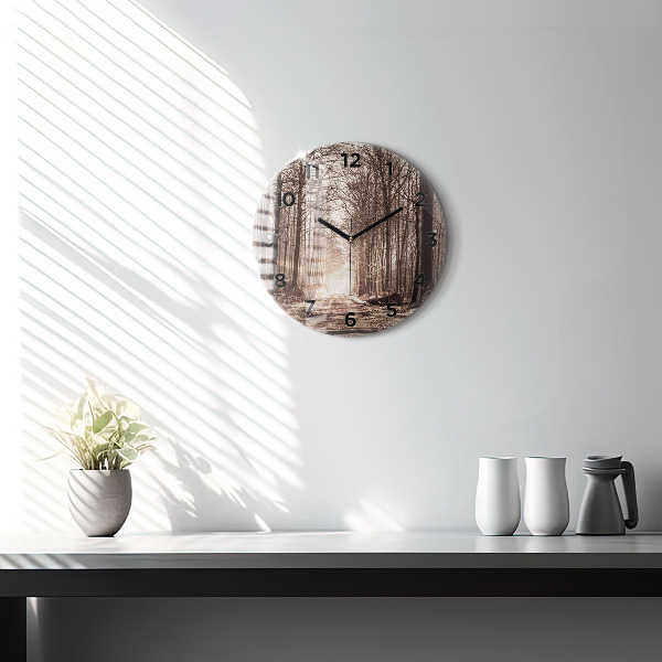 Orologio rotondo Sentiero forestale in seppia