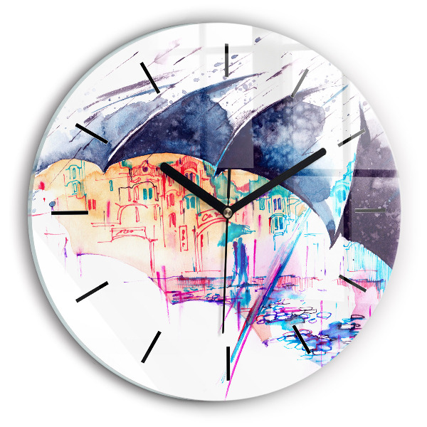 Orologio rotondo Ombrello antipioggia e città