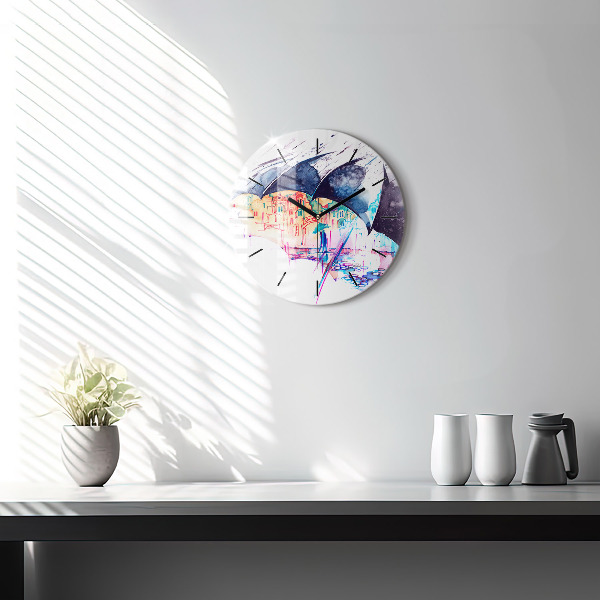 Orologio rotondo Ombrello antipioggia e città