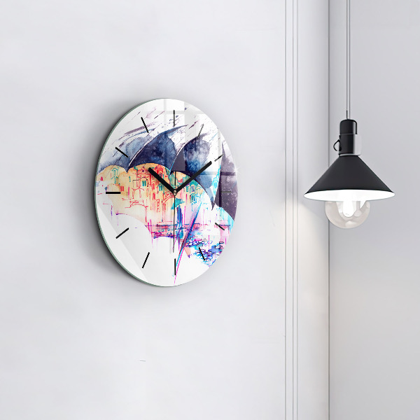 Orologio rotondo Ombrello antipioggia e città