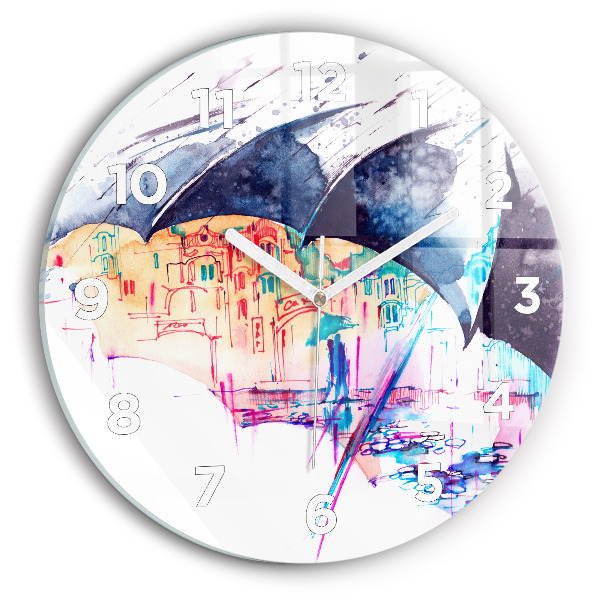 Orologio rotondo Ombrello antipioggia e città