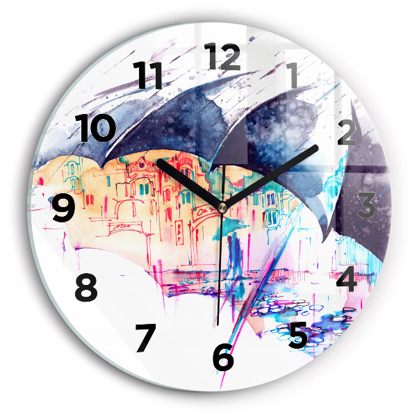 Orologio rotondo Ombrello antipioggia e città