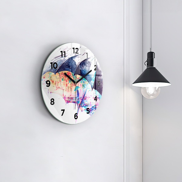 Orologio rotondo Ombrello antipioggia e città