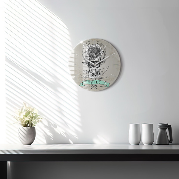 Orologio rotondo Testa di cervo