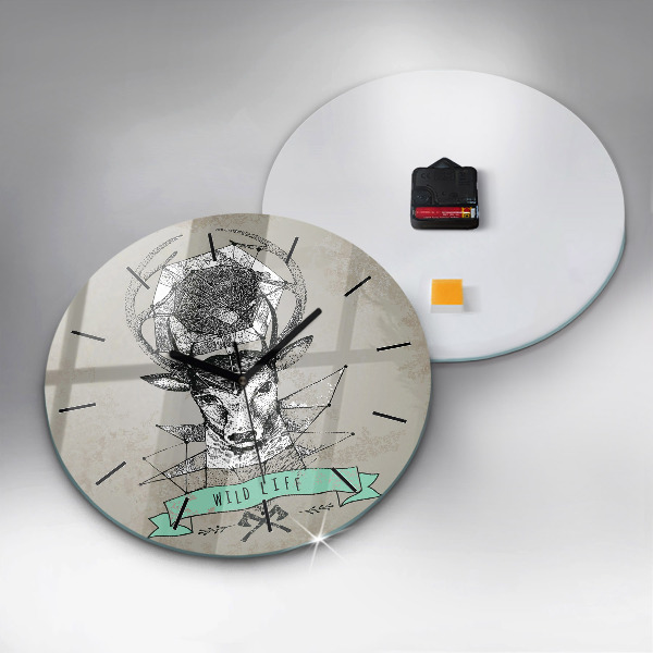 Orologio rotondo Testa di cervo