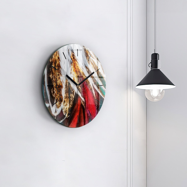 Orologio rotondo Piume di uccello marrone chiaro