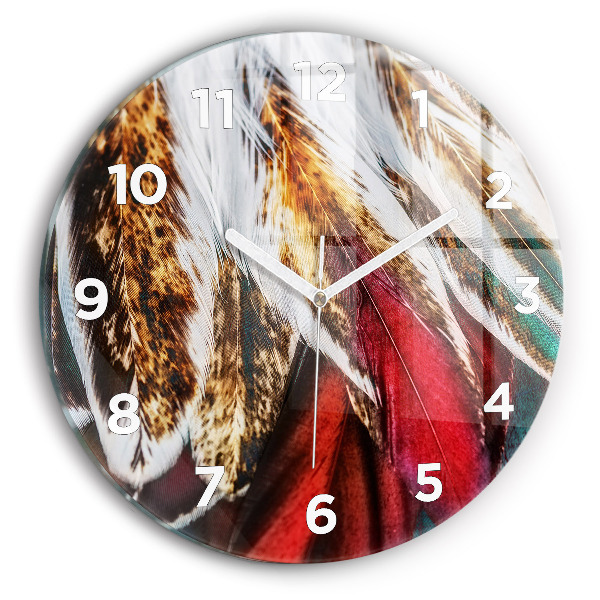 Orologio rotondo Piume di uccello marrone chiaro