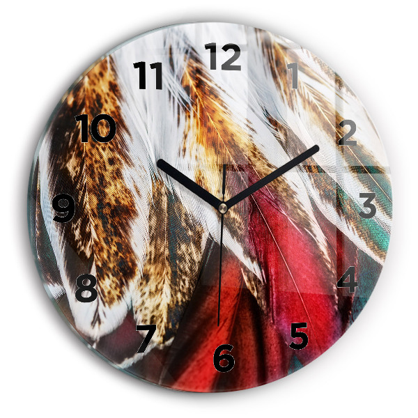 Orologio rotondo Piume di uccello marrone chiaro