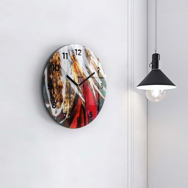 Orologio rotondo Piume di uccello marrone chiaro