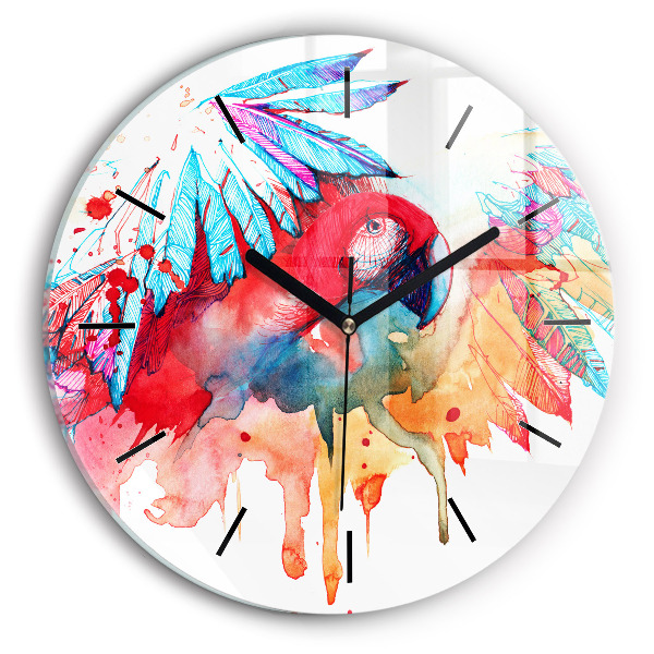 Orologio rotondo Pappagallo rosso colorato