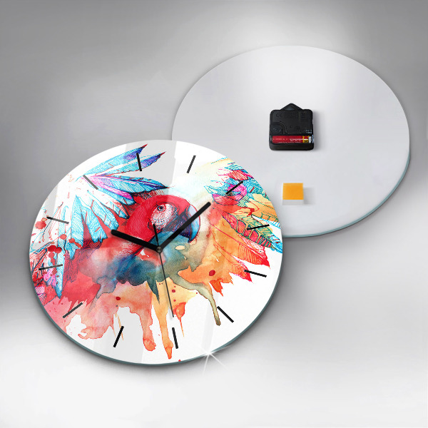 Orologio rotondo Pappagallo rosso colorato