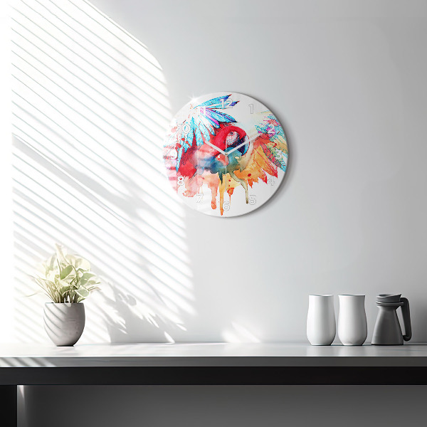 Orologio rotondo Pappagallo rosso colorato