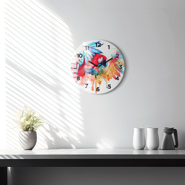 Orologio rotondo Pappagallo rosso colorato