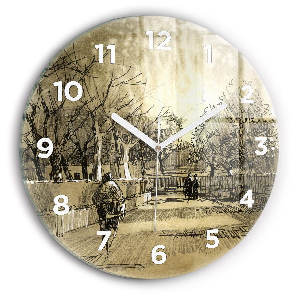 Orologio rotondo Parco e alberi in seppia