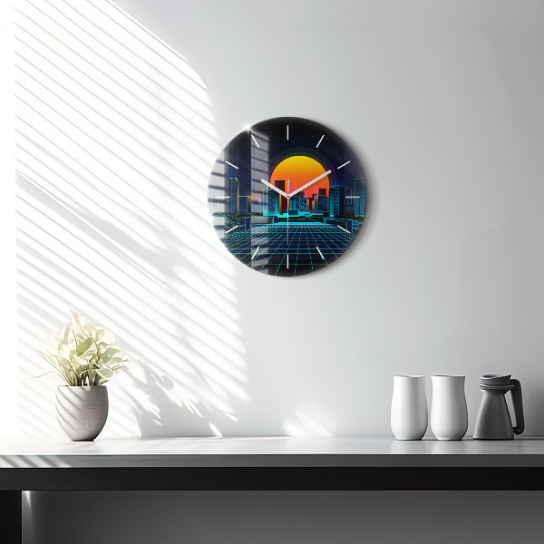 Orologio rotondo in vetro Città del cyberspazio