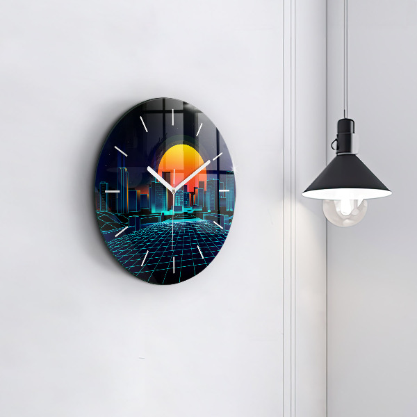 Orologio rotondo in vetro Città del cyberspazio