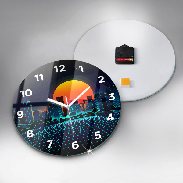 Orologio rotondo in vetro Città del cyberspazio