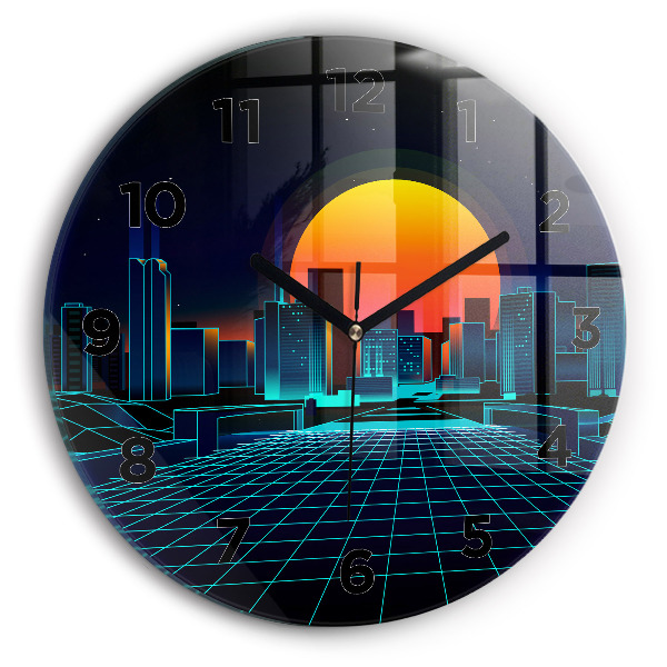 Orologio rotondo in vetro Città del cyberspazio
