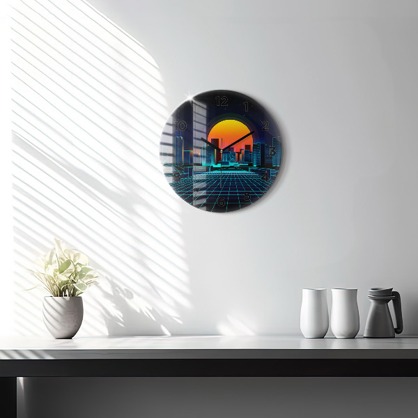 Orologio rotondo in vetro Città del cyberspazio