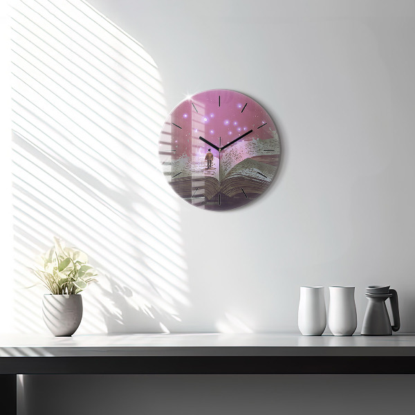 Orologio rotondo in vetro Libro di astrazione