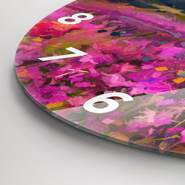 Orologio rotondo in vetro Paesaggio di natura e fiori