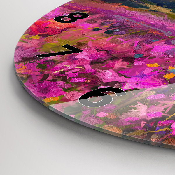 Orologio rotondo in vetro Paesaggio di natura e fiori
