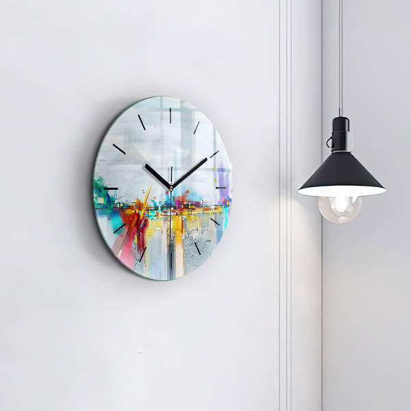 Orologio rotondo in vetro Ponte astratto