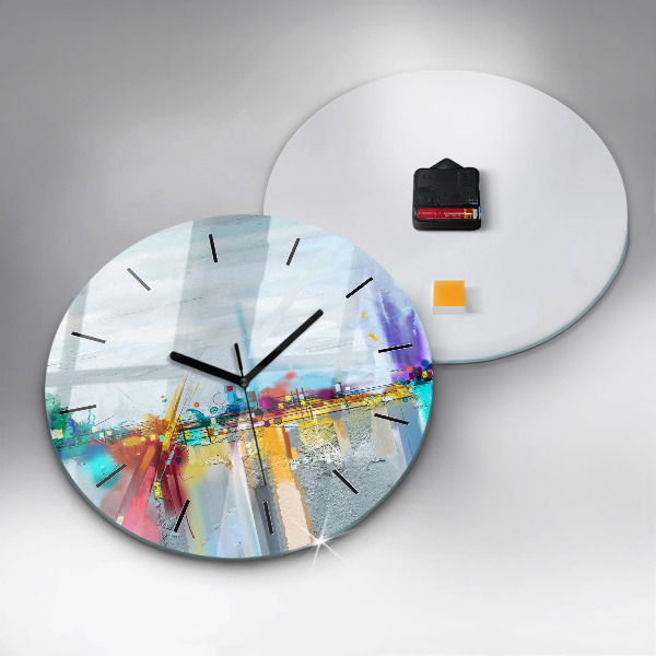 Orologio rotondo in vetro Ponte astratto