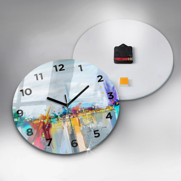 Orologio rotondo in vetro Ponte astratto