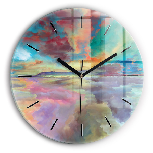 Orologio rotondo in vetro Paesaggio astratto