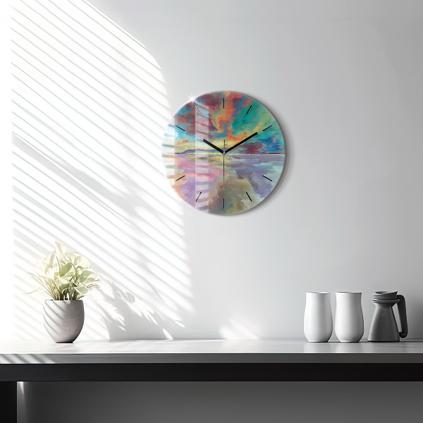 Orologio rotondo in vetro Paesaggio astratto