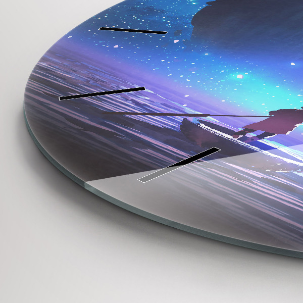 Orologio rotondo in vetro Nave a vela di fantasia