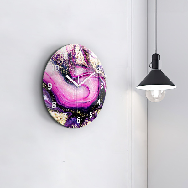 Orologio rotondo in vetro Marmo astratto
