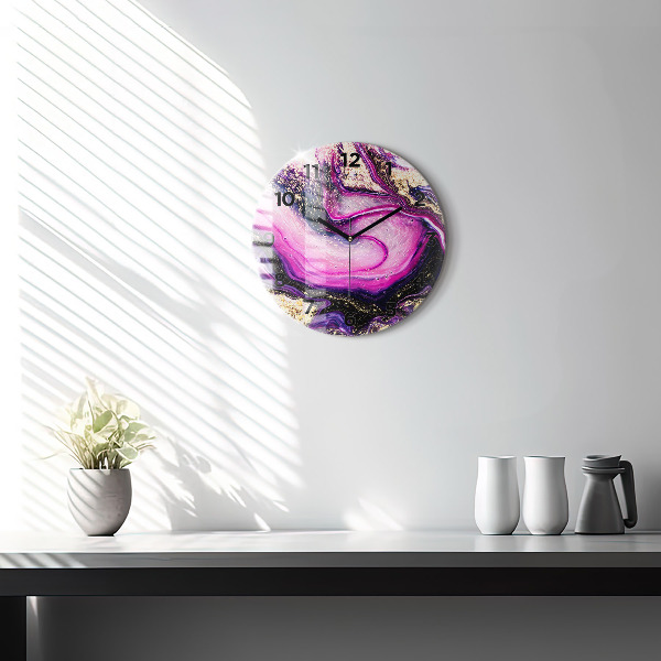 Orologio rotondo in vetro Marmo astratto