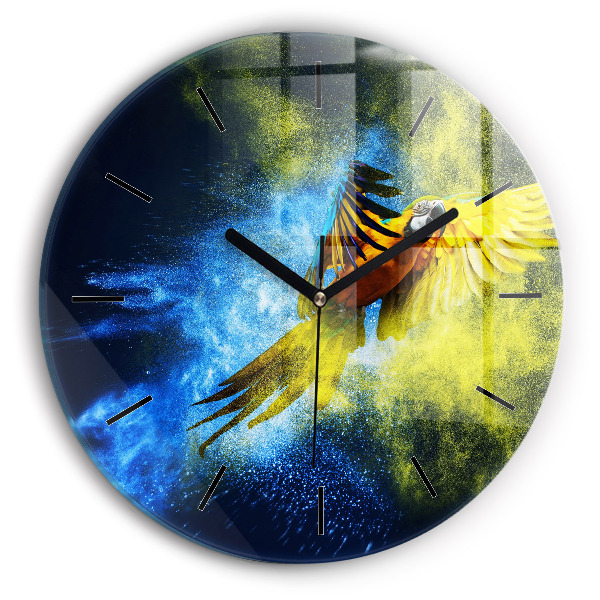 Orologio rotondo in vetro Pappagallo colorato