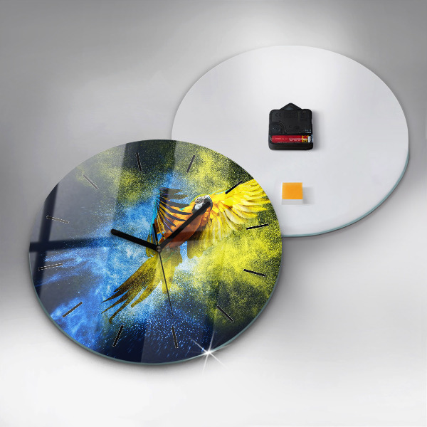 Orologio rotondo in vetro Pappagallo colorato