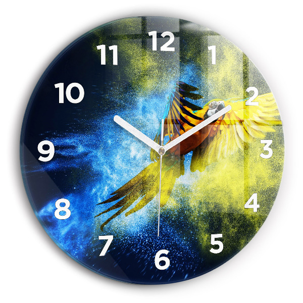 Orologio rotondo in vetro Pappagallo colorato