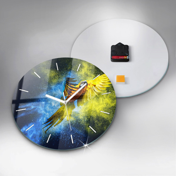 Orologio rotondo in vetro Pappagallo colorato