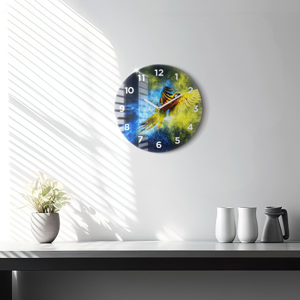 Orologio rotondo in vetro Pappagallo colorato