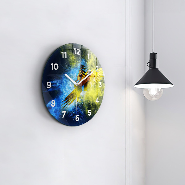 Orologio rotondo in vetro Pappagallo colorato
