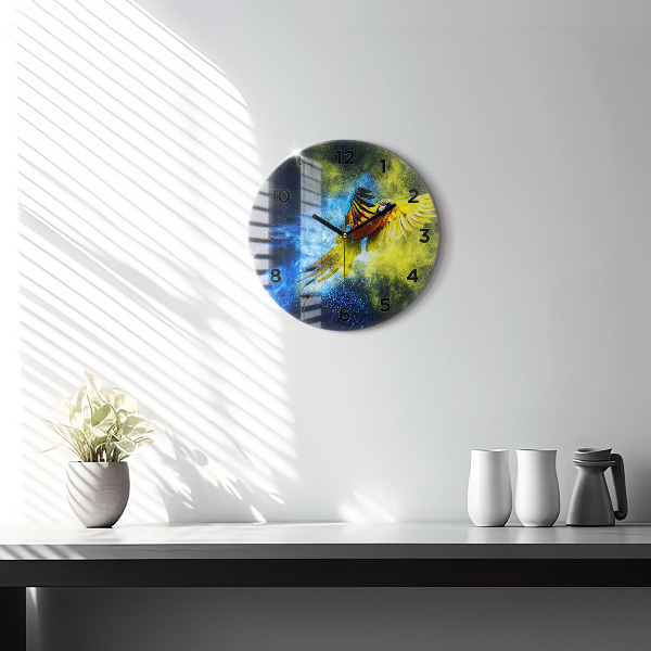 Orologio rotondo in vetro Pappagallo colorato