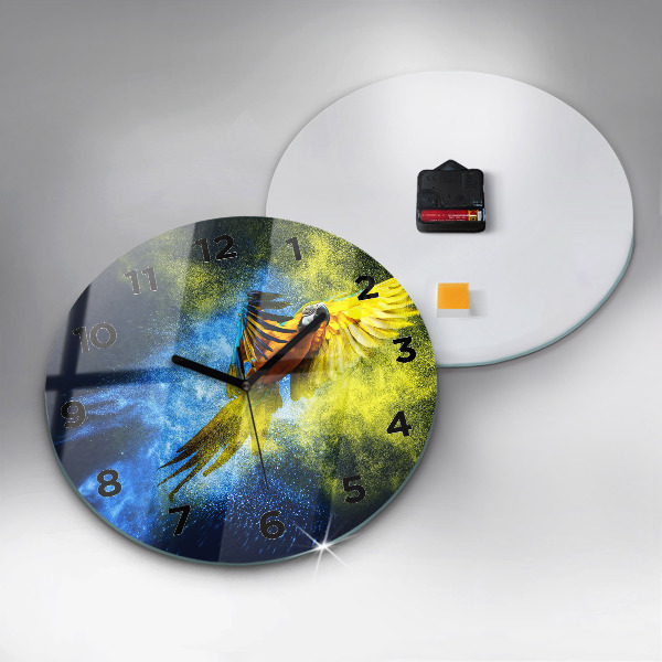 Orologio rotondo in vetro Pappagallo colorato