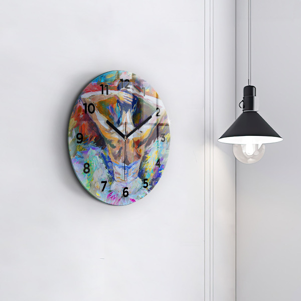 Orologio rotondo in vetro Ballerina dipinta