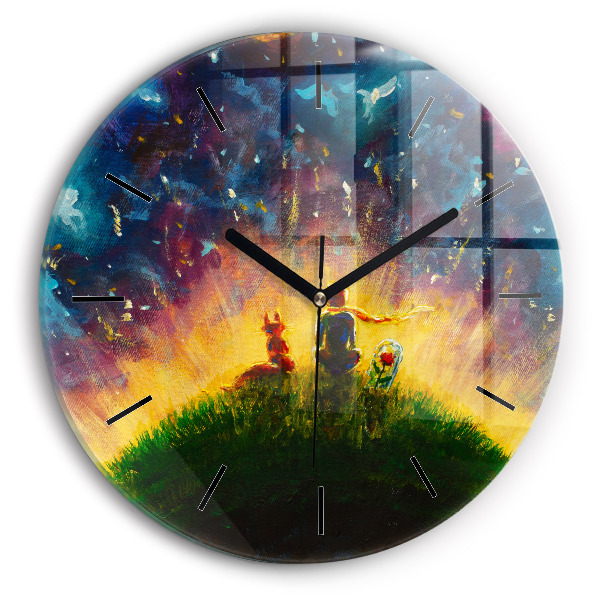 Orologio rotondo in vetro Astrazione Il Piccolo Principe