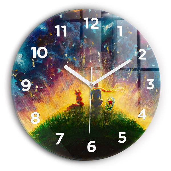 Orologio rotondo in vetro Astrazione Il Piccolo Principe