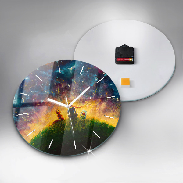 Orologio rotondo in vetro Astrazione Il Piccolo Principe