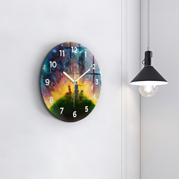 Orologio rotondo in vetro Astrazione Il Piccolo Principe