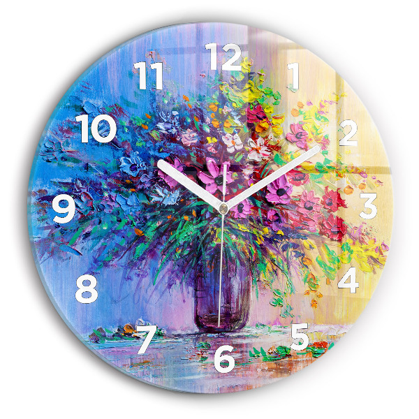 Orologio rotondo in vetro Fiori in un vaso