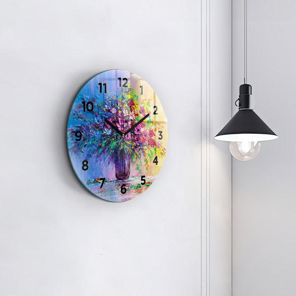 Orologio rotondo in vetro Fiori in un vaso